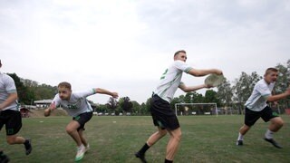 Spieler des Teams "Bad Skid" bei der WM in Ultimate Frisbee
