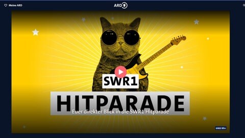 Der Videsotream der SWR1 Hitparade in der ARD Mediathek.
