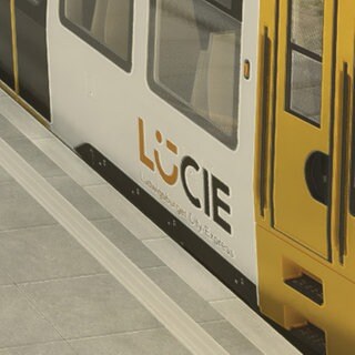 Visualisierung: Stadtbahn LUCIE steht an Haltestelle