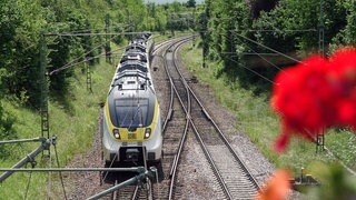 Ein Zug fährt auf der Gäubahnstrecke.