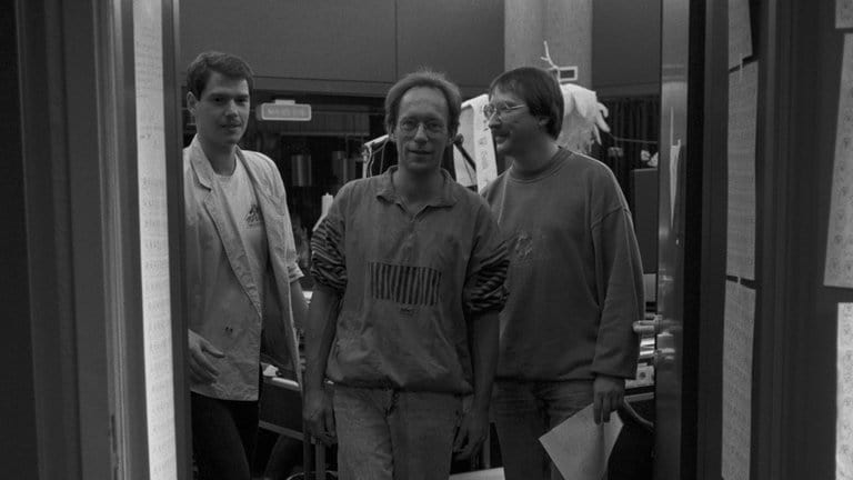 Stefan Siller, Jürgen Rathfelder und Uwe Wassermann bei der SDR3 Hitparade TOP 2000D im Jahr 1990