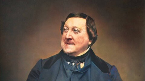 Gemälde mit Porträt von Gioacchino Rossini 