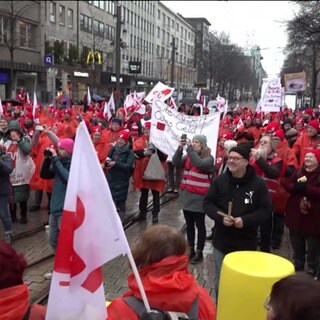 Teilnehmer am GEW-Streiktag in Mannheim