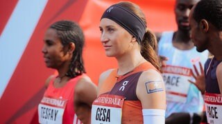 Gesa Krause bei einem Straßenlauf in Berlin.