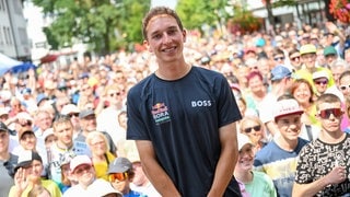 Florian Lipowitz beim Empfang in seiner Heimatstadt Laichingen