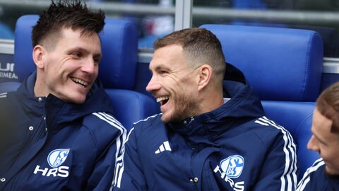 Kevin Müller mit Schalke-Teamkollege Edin Dzeko