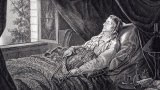 Zeichnung Niccolo Paganini im Bett