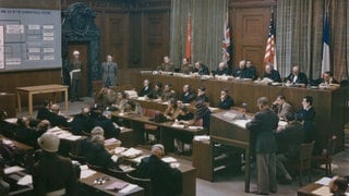 Richterbank beim Nürnberger Prozess gegen die Hauptkriegsverbrecher 19451946
