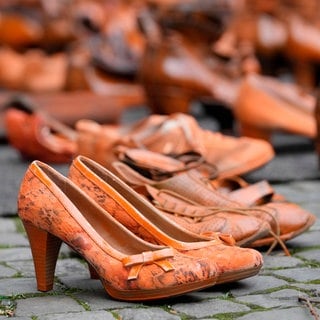Anlässlich des internationalen Tages gegen Gewalt an Frauen finden in Rheinland-Pfalz viele Aktionen mit orangenen Schuhen, Bannern oder Beleuchtungen statt