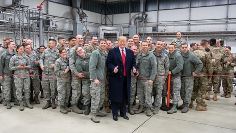 US-Präsident Donald Trump zu Gast auf der Air Base in Ramstein. Hier ein Archivbild aus 2018. 