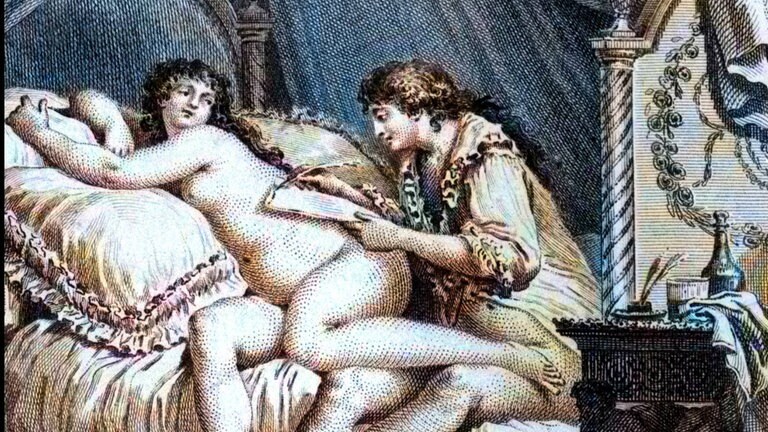 Illustration zum Roman  „Les Liaisons dangereuses“  von Choderlos de Laclos. Gravurr von Charles Monnet (1732 - 1808)