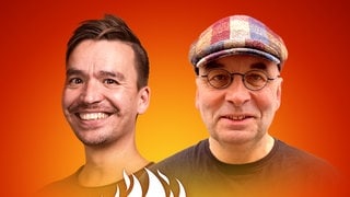 Armin Himmelrath und Bob Blume auf dem Podcast-Cover von "Die Schule brennt – der Bildungspodcast mit Bob Blume"
