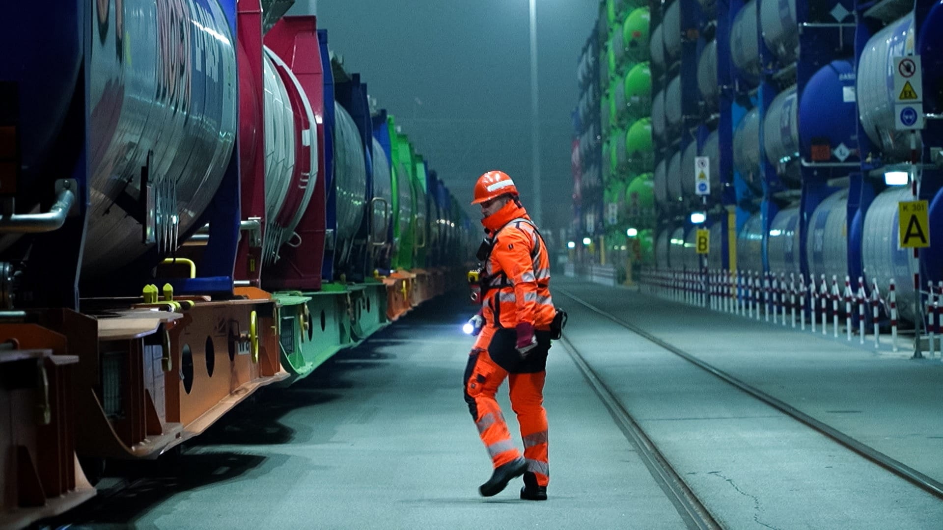 Nachtschicht bei der BASF in Ludwigshafen