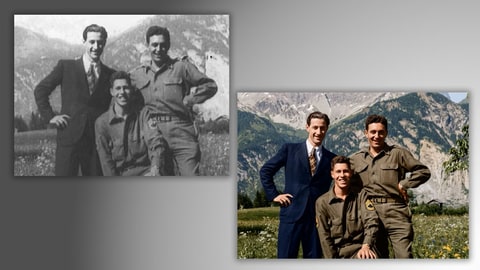 Privates Originalbild (links), KI koloriertes Foto (rechts)