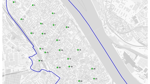 Eine Karte der Stadt Mainz zeigt, wo sich die neuen Abstellflächen für E-Scooter in der Altstadt und Neustadt befinden.