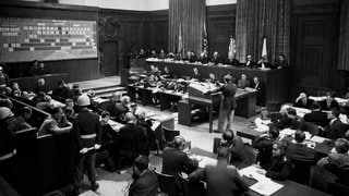 Gerichtssaal Nürnberg im November 1946