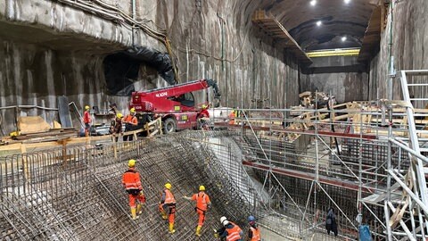 Blick in die 40 Meter hohe Kaverne des künftigen Pumpspeicherkraftwerks in Forbach