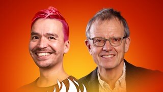 Michael Schratz und Bob Blume auf dem Podcast-Cover von "Die Schule brennt – Mit Bob Blume"