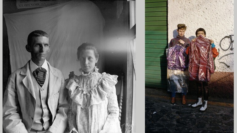 Sitzendes Paar, Arkansas, 1900 und Marie und Naomi, 2016