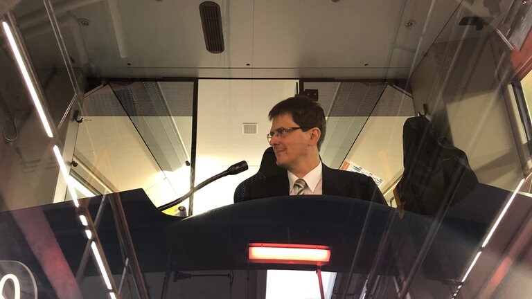 Carsten Strähle in der Stadtbahn.