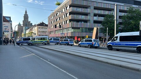 Viel Polizei war wegen einer Demo in Heilbronn im Einsatz
