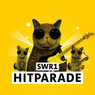 Die Katze der SWR1 Hitparade in Baden-Württemberg mit Sonnenbrille zusammen mit zwei süßen Kätzchen 