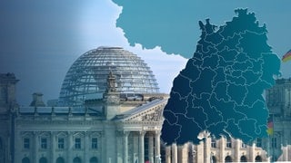 Symbolbild mit allen Wahlkreisen in BW für die Bundestagswahl 2025
