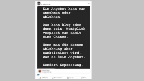 Ein Facebook-Post von Wolfram S. Profil, gepostet im zweiten Sommer der Corona-Pandemie.