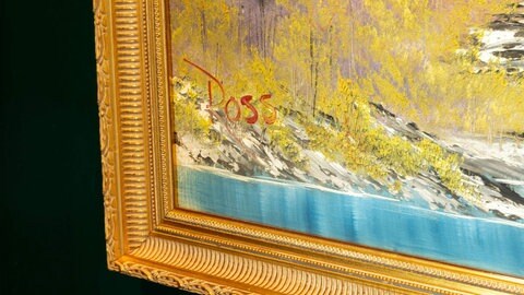 Ausschnitt eines signierten Bildes von Bob Ross.
