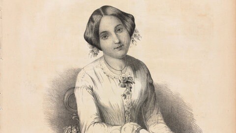 Titelblatt mit dem Porträt von Henrietta (Jetty) Treffz, Strauss' erster Frau.