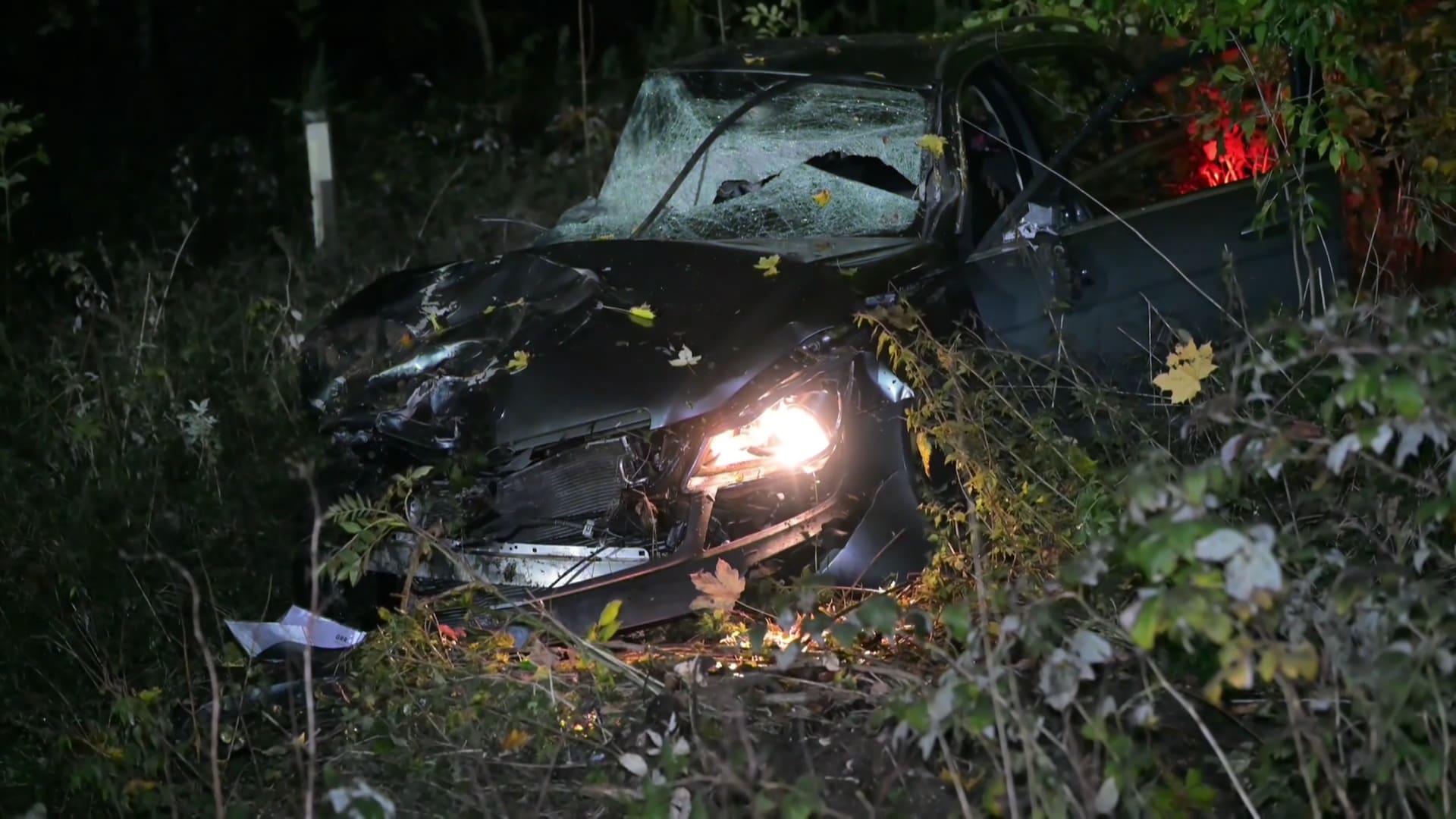 ++ Polizei sucht nach Unfall Autofahrer im Wald ++