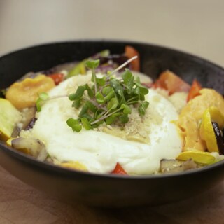 Süßkartoffel mit geräucherter Burrata.