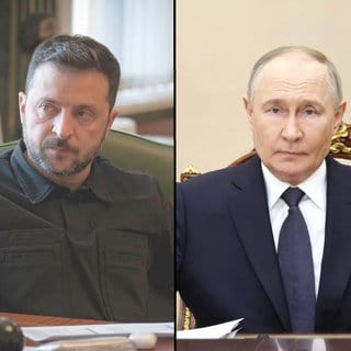Der Präsident der Ukraine, Wolodymyr Selenskyj und der russische Präsident Wladimir Putin