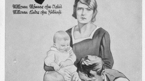 Wahlplakat fordert Frauen auf, Hitler zu wählen