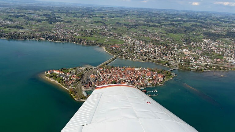 Insel Lindau von oben aus dem Flugzeug