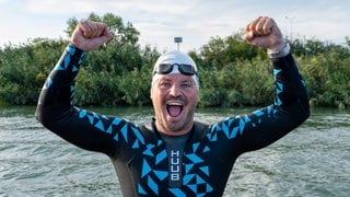 Nach 2.600 Kilometern angekommen am Ziel: Extremschwimmer Joseph Heß.