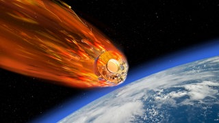 Ein Satellit, der verglüht, während er durch die Erdatmosphäre reist. 