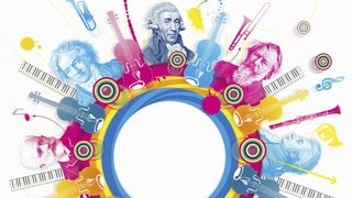 Bunte Collage von klassischen Musikkomponisten
