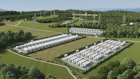 So soll der geplante Batteriespeicher auf der Grünen Wiese bei Rickenbach im Südschwarzwald aussehen 