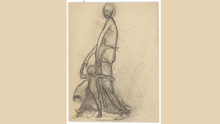 Ernst Barlach, Schreitende Frau mit Kind, 190001, Kohle