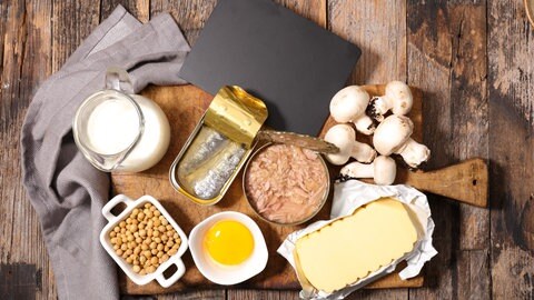 Lebensmittel die reich an Vitamin D sind.
