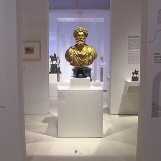 Eine Büste von Marc Aurel in einem Museum