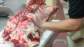 Ein Rind wird zerlegt (Symbolbild): Die Übernahme des Schlachthofs in Craislheim verzögert sich weiter