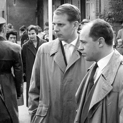 Donaueschinger Musiktage: (v.li.) Heinrich Strobel, Karlheinz Stockhausen, Pierre Boulez