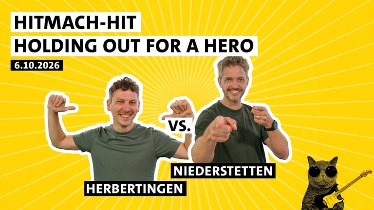 Julian Hammerstein und Benedict Walesch kämpfen um den Sieg beim HITmach-Duell am 6. Oktober 2026 in Herbertingen und Niederstetten zur SWR1 BW Hitparade
