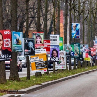 Wahlplakate zur Bundestagswahl 2025 in Heilbronn