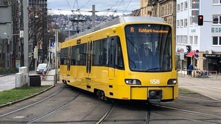 Stadtbahn am Olgaeck. Hier beginnt die steilste Adhäsionsbahn Europas in Normalspur.