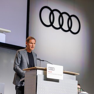 Zur dritten Betriebsversammlung des Jahres bei Audi in Neckarsulm reiste auch VW-Chef Oliver Blume an.