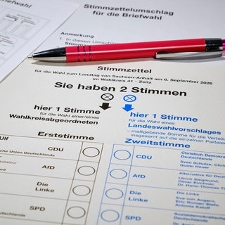 Stimmzettel zur Landtagswahl Sachsen-Anhalt 2026 