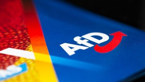 Nahaufnahme vom Logo der AfD auf einem Flyer